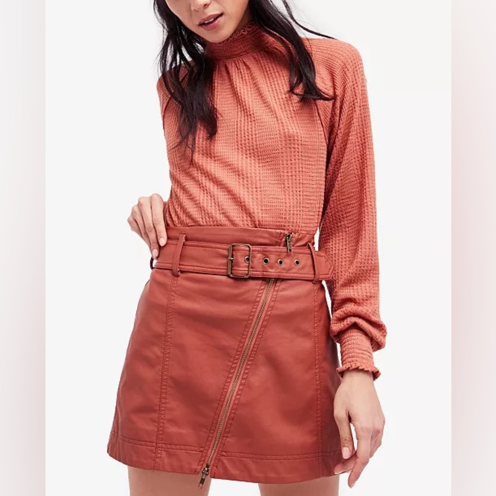 NWT Free People Feelin' Fresh Faux-Leather Mini Skirt